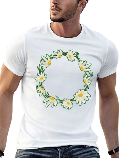 Daisy Wreath Graphic Tee - Black Unisex T-Shirt
