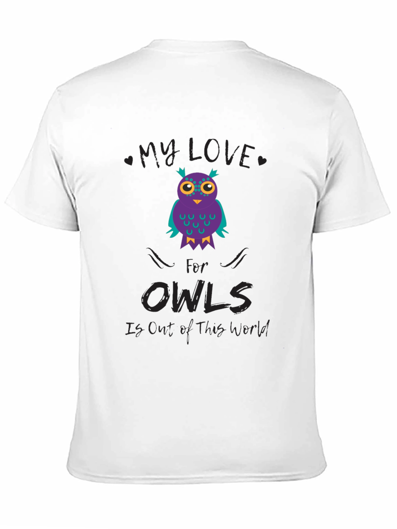 My Love for Owls T-Shirt Black Cotton