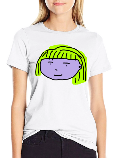 Cartoon Face Graphic Tee - Black Cotton