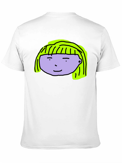 Cartoon Face Graphic Tee - Black Cotton