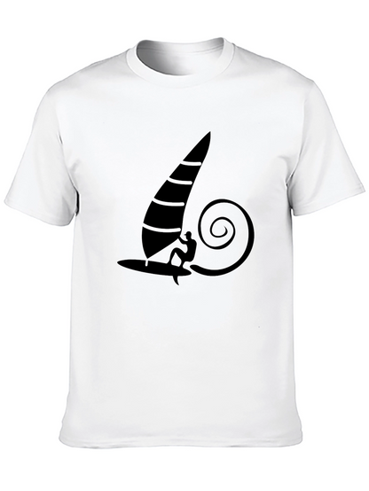Windsurfing Graphic Tee - Black Cotton T-Shirt