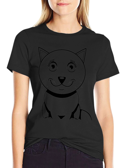 Cute Cat Graphic T-Shirt - Black