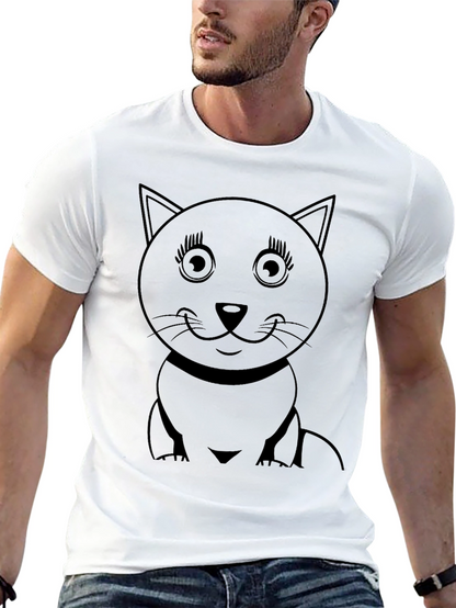 Cute Cat Graphic T-Shirt - Black