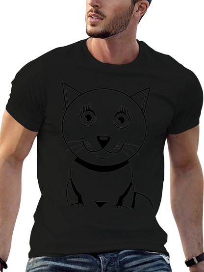 Cute Cat Graphic T-Shirt - Black