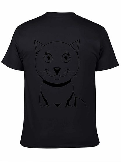 Cute Cat Graphic T-Shirt - Black