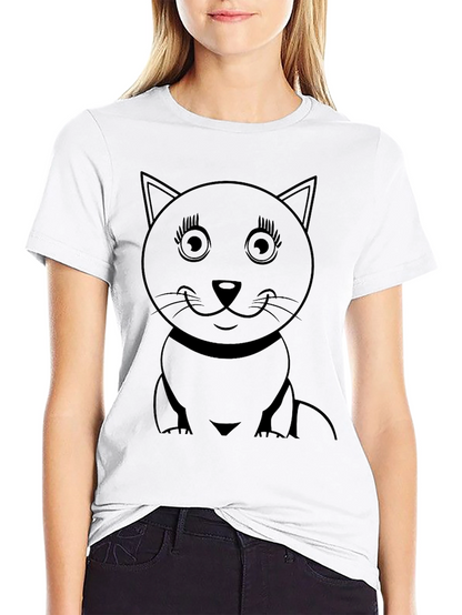 Cute Cat Graphic T-Shirt - Black