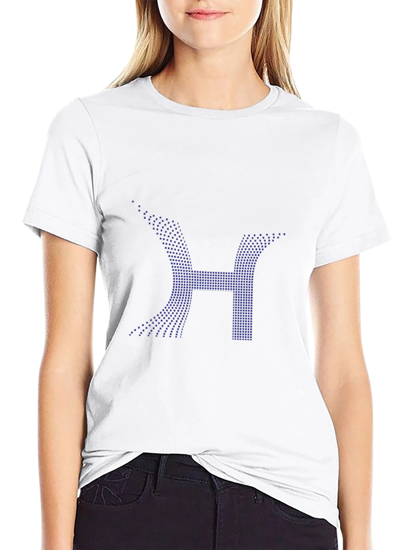 Mens Black T-Shirt with Digital H Design