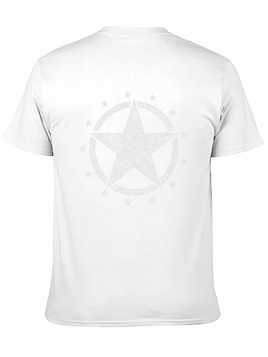 Distressed Star Graphic Tee - Black Cotton Blend