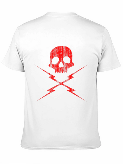 Skull and Lightning Bolt Graphic Tee - Black
