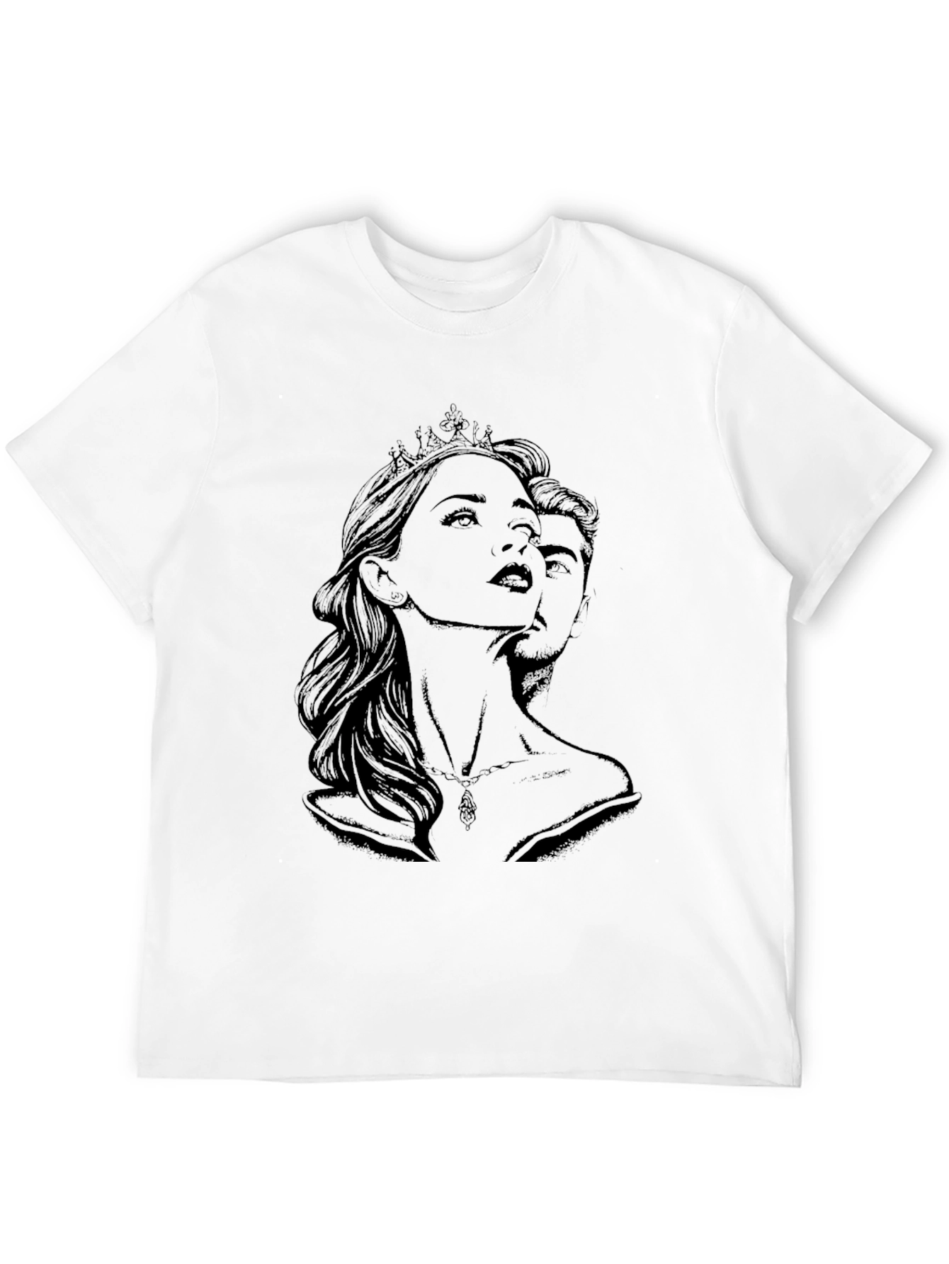Royal Couple Graphic Print T-Shirt - Black