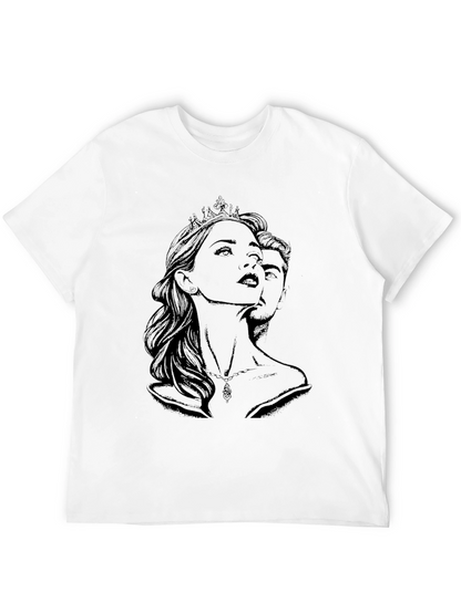 Royal Couple Graphic Print T-Shirt - Black