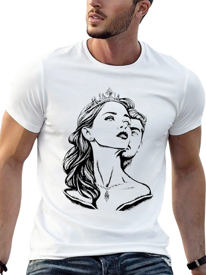 Royal Couple Graphic Print T-Shirt - Black