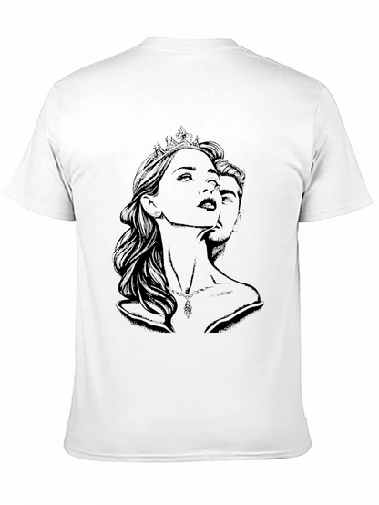 Royal Couple Graphic Print T-Shirt - Black