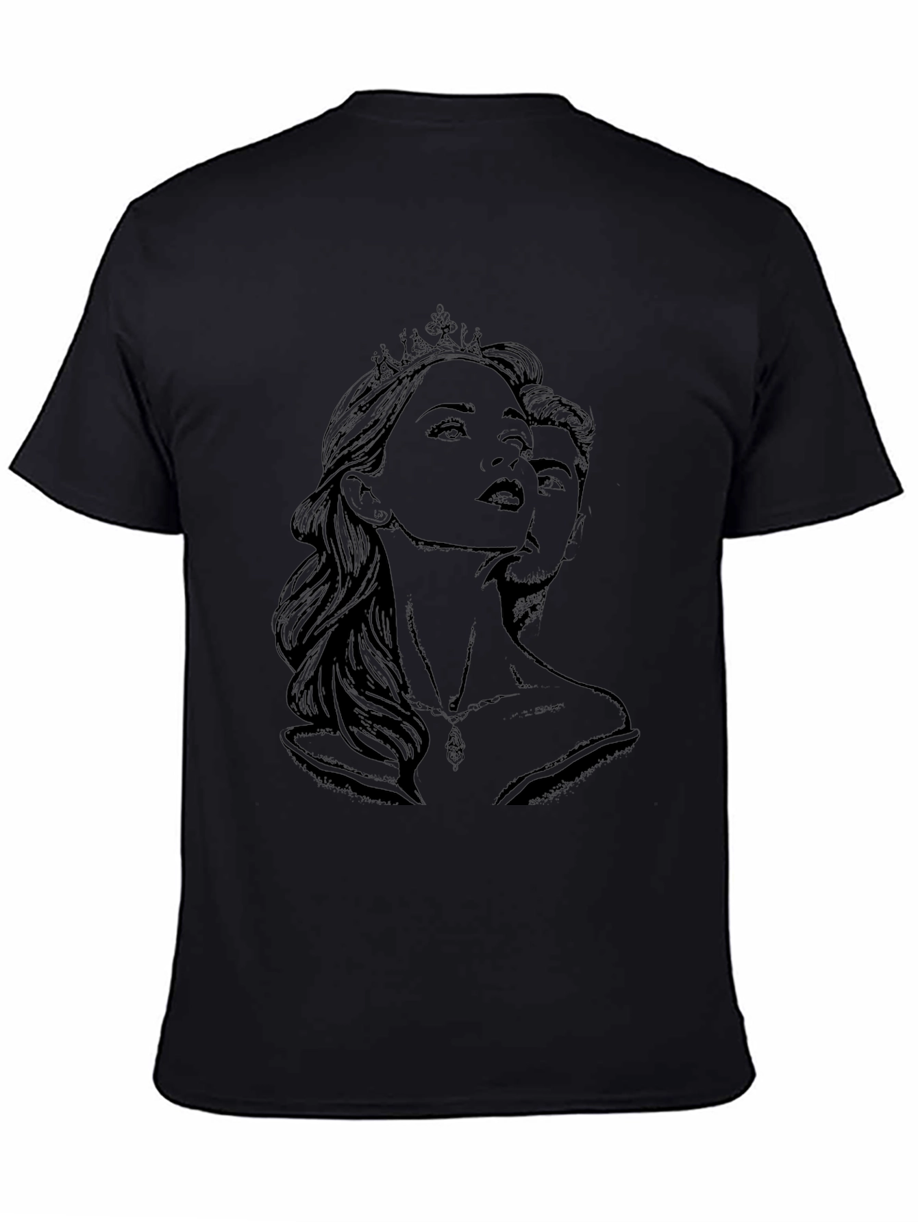 Royal Couple Graphic Print T-Shirt - Black