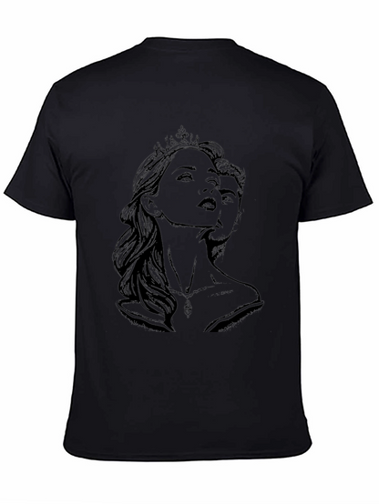Royal Couple Graphic Print T-Shirt - Black