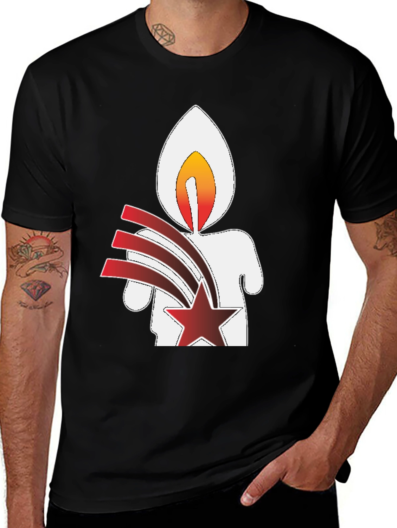 Candle Star Graphic Tee - Black Unisex T-Shirt