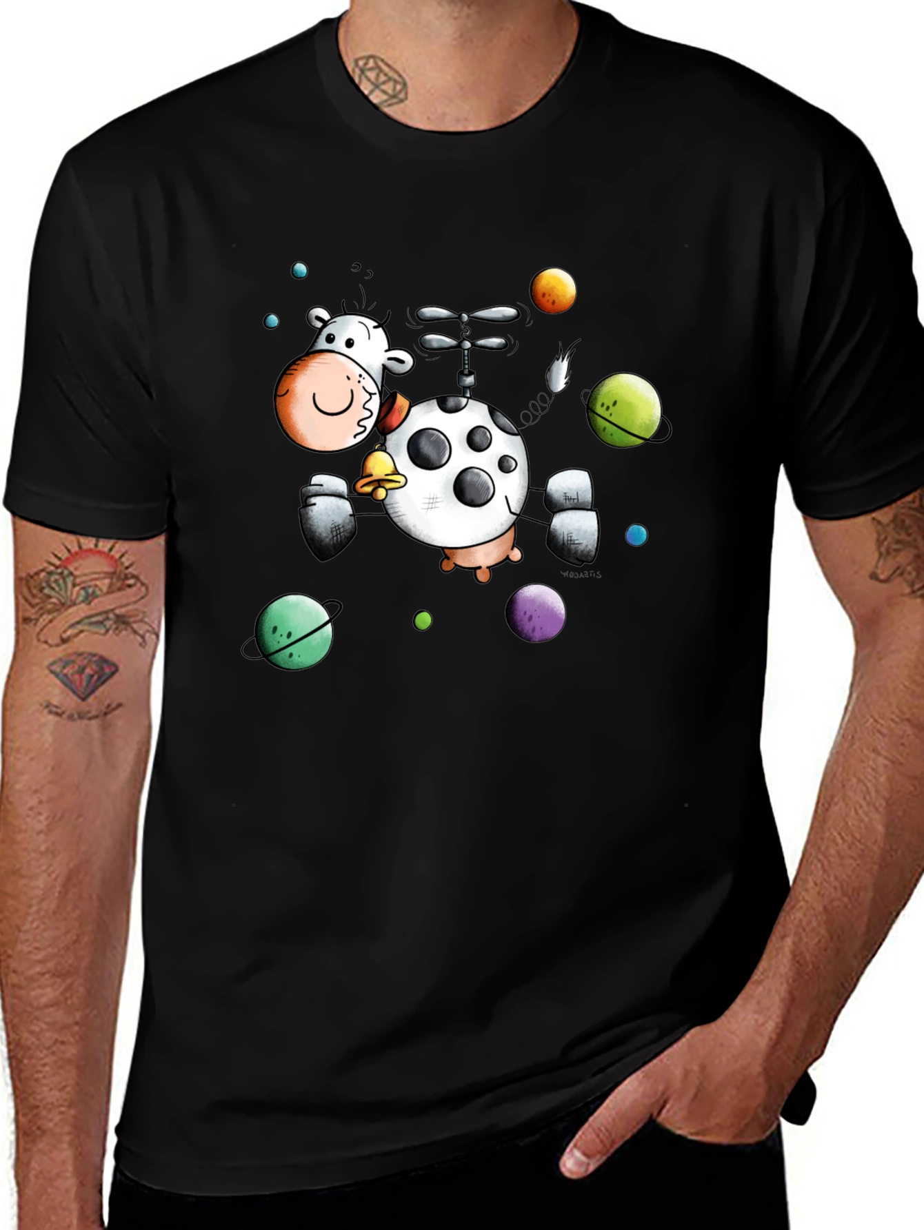 Whimsical Cow Helicopter Graphic Tee