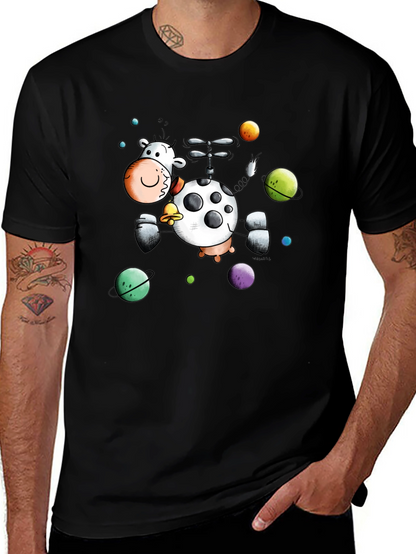 Whimsical Cow Helicopter Graphic Tee
