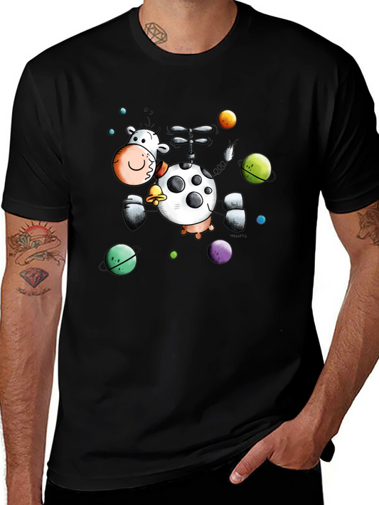 Whimsical Cow Helicopter Graphic Tee