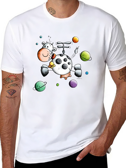 Whimsical Cow Helicopter Graphic Tee