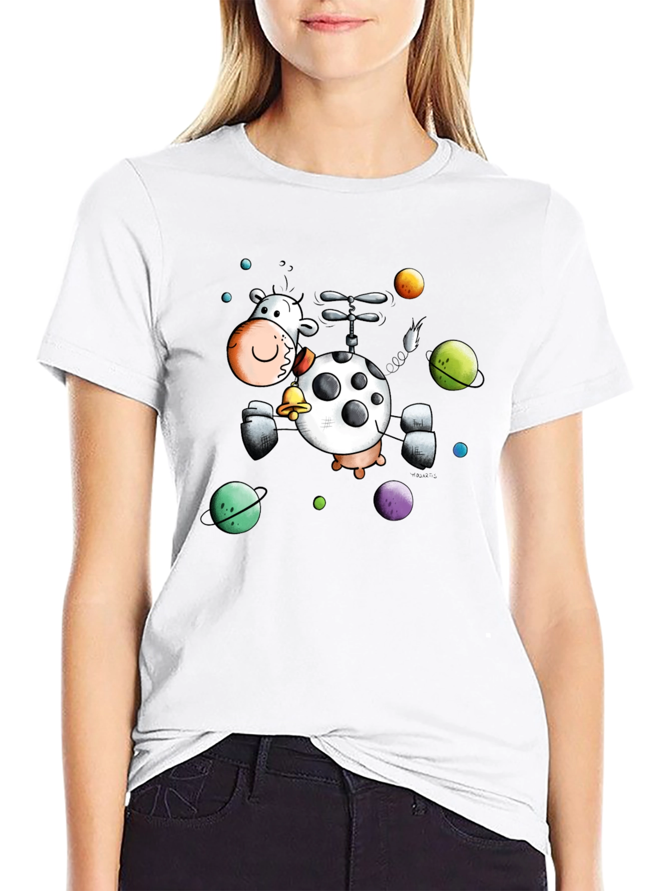 Whimsical Cow Helicopter Graphic Tee