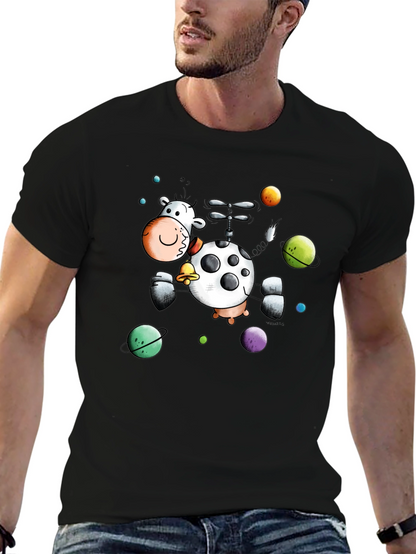 Whimsical Cow Helicopter Graphic Tee