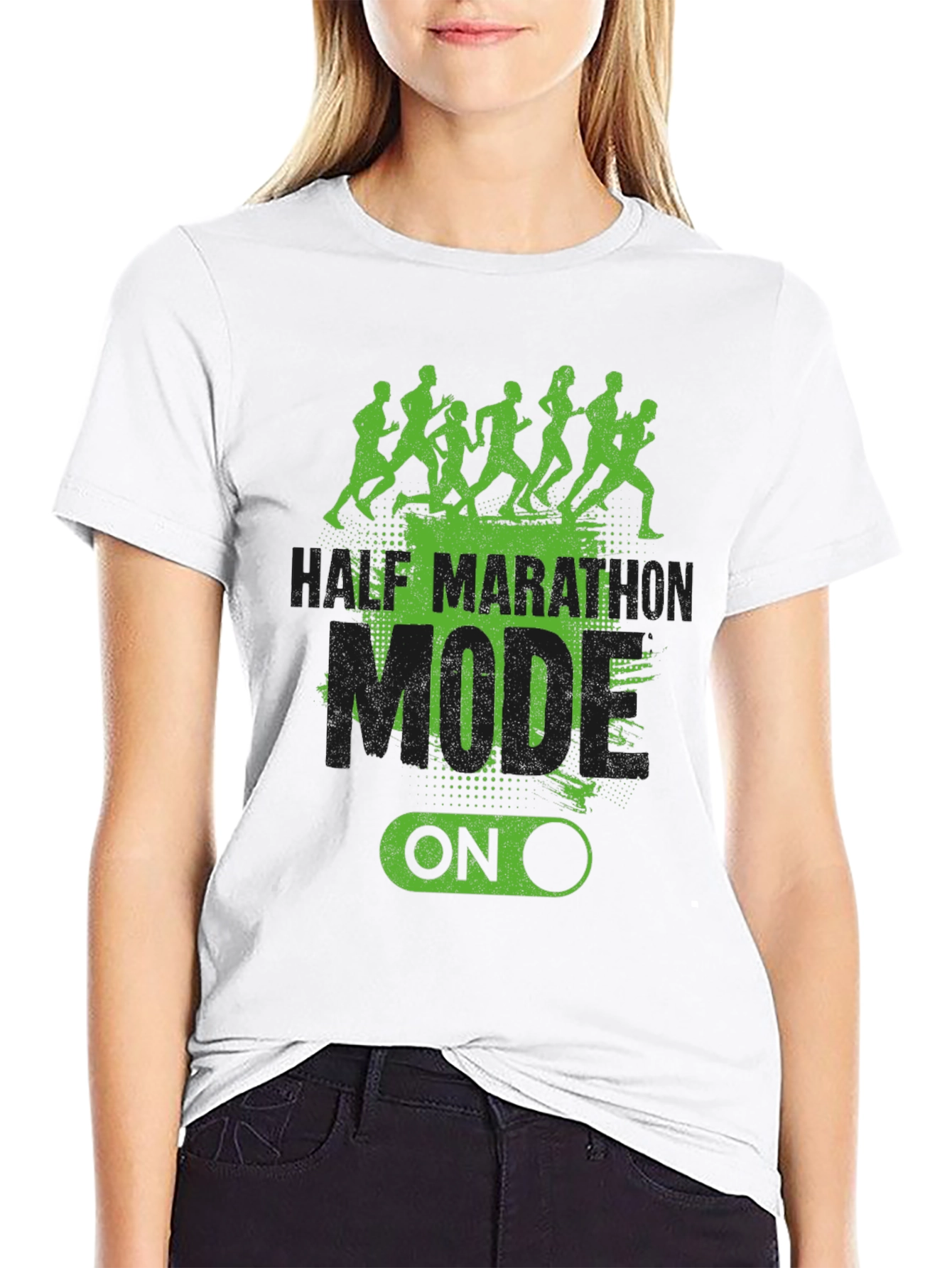 Half Marathon Mode On Black T-Shirt