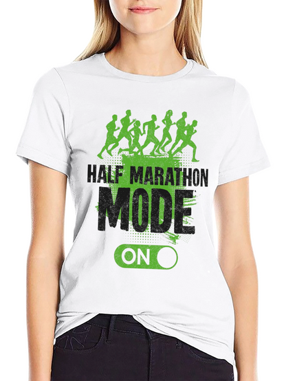 Half Marathon Mode On Black T-Shirt