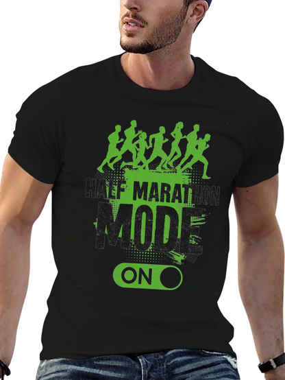 Half Marathon Mode On Black T-Shirt