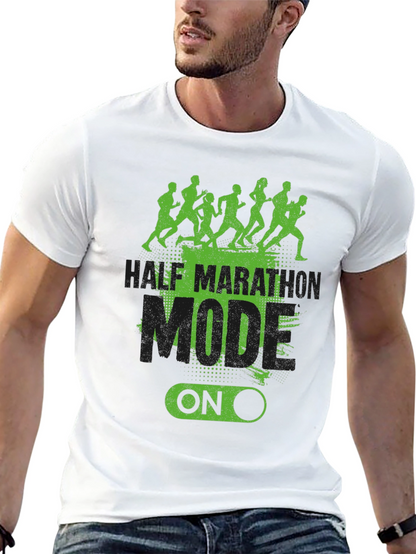 Half Marathon Mode On Black T-Shirt