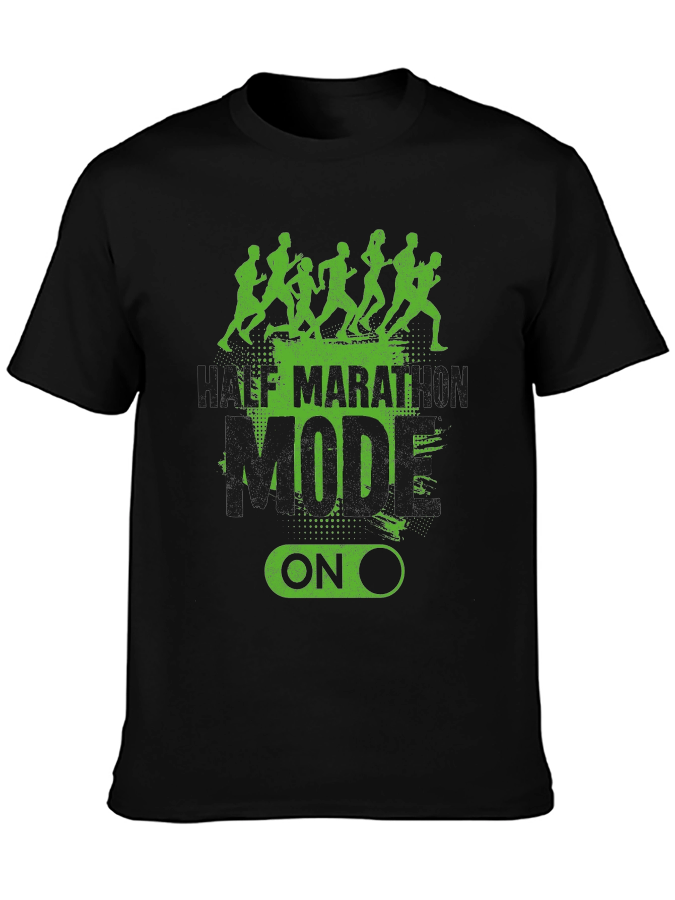 Half Marathon Mode On Black T-Shirt