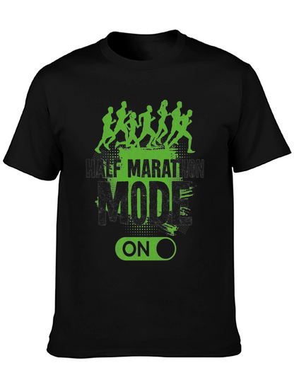 Half Marathon Mode On Black T-Shirt