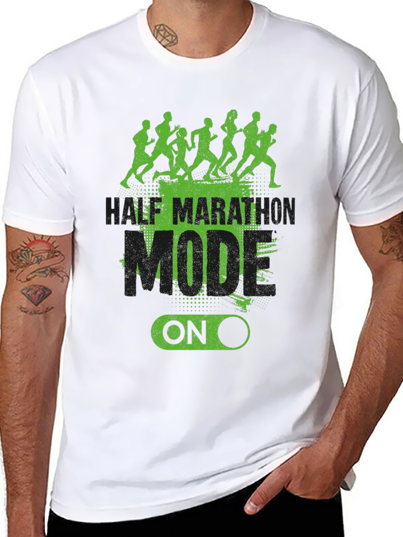 Half Marathon Mode On Black T-Shirt
