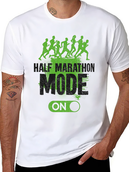 Half Marathon Mode On Black T-Shirt