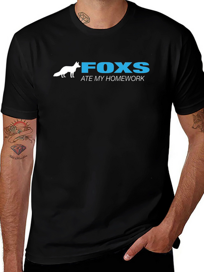 Fox Ate My Homework Graphic T-Shirt - Black