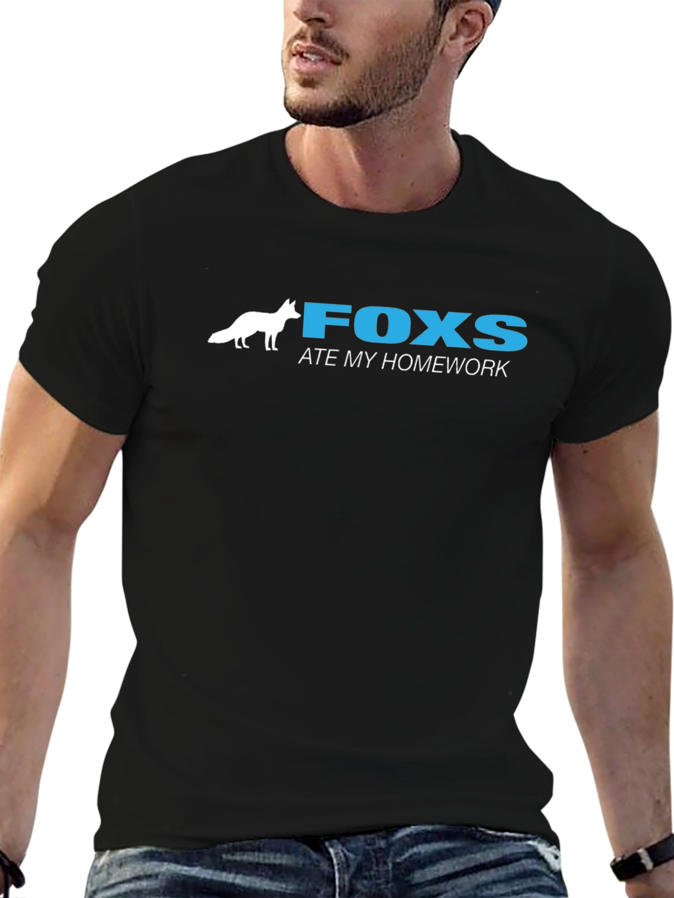 Fox Ate My Homework Graphic T-Shirt - Black