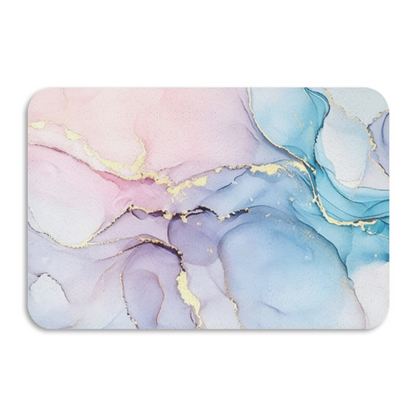Pink Blue Gold Ink Marble Diatomite Absorbent Bath Mat