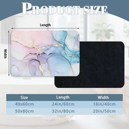 Pink Blue Gold Ink Marble Diatomite Absorbent Bath Mat