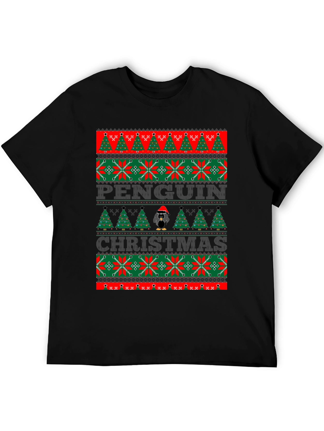 Penguin Christmas Sweater Style T-Shirt