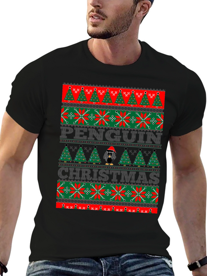 Penguin Christmas Sweater Style T-Shirt