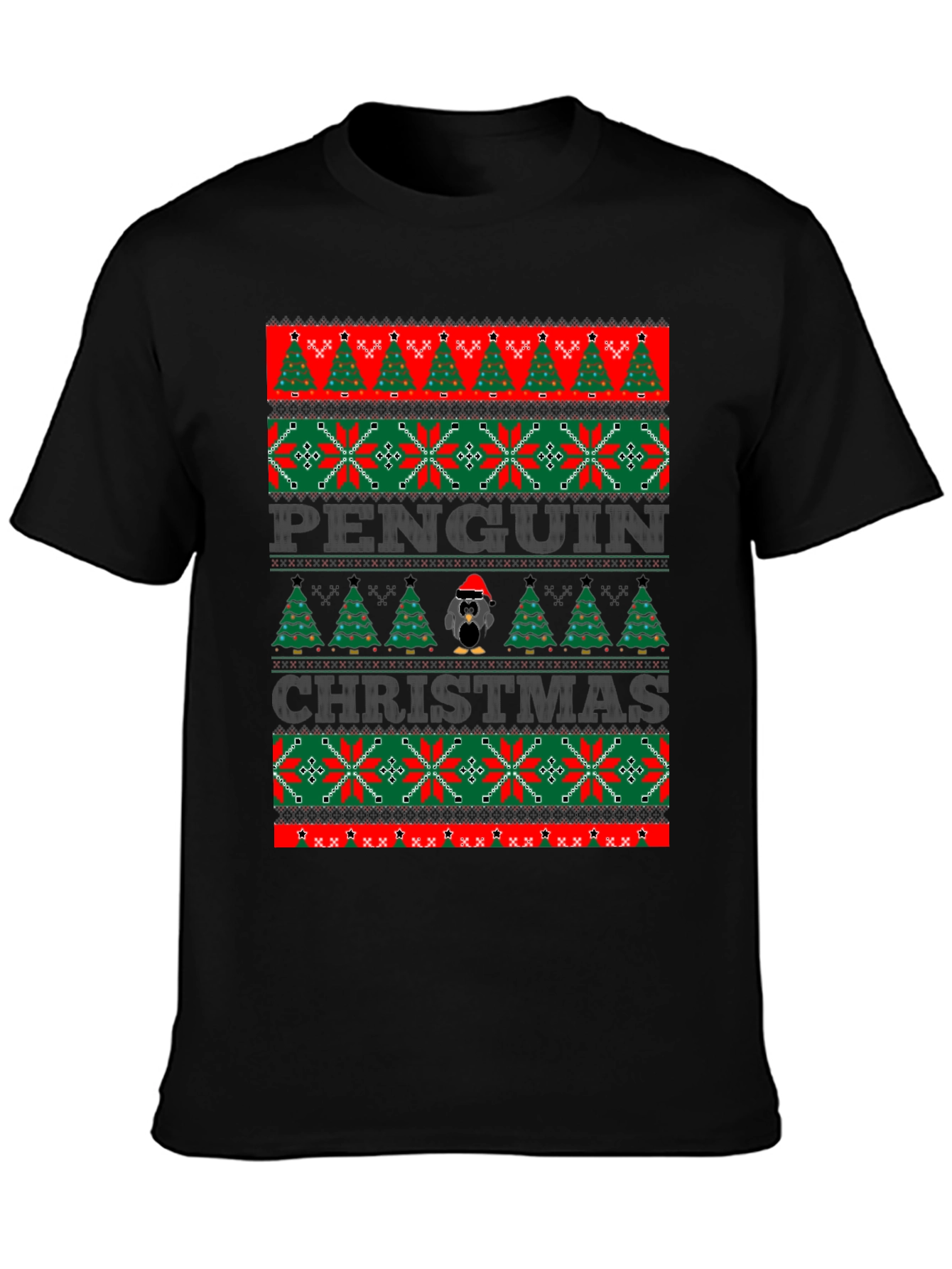 Penguin Christmas Sweater Style T-Shirt