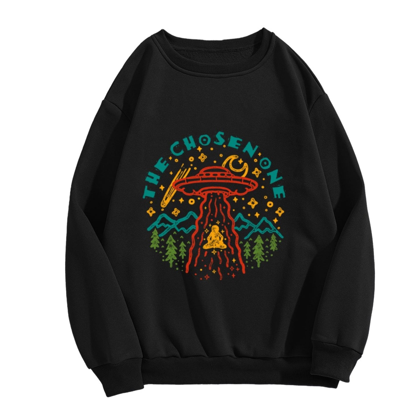 Cosmic Chosen One UFO Meditation Graphic Crewneck