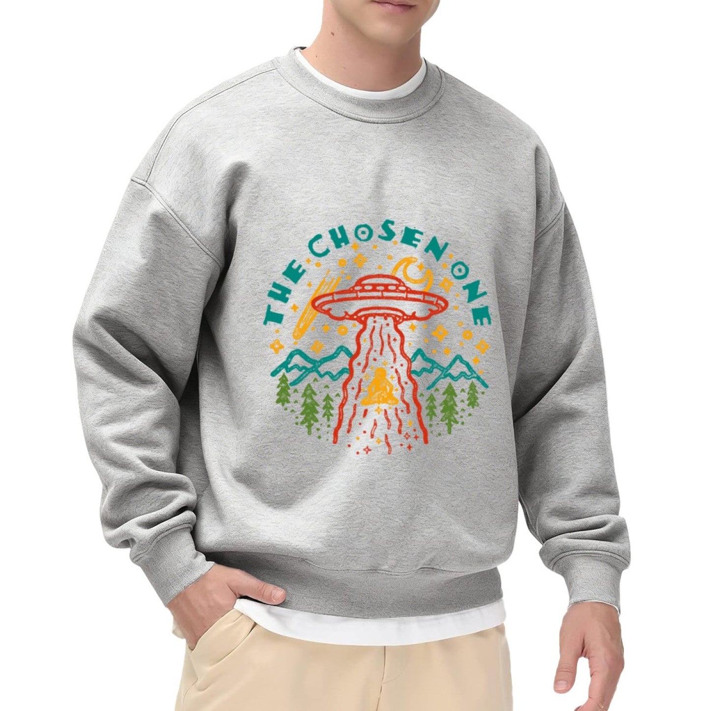 Cosmic Chosen One UFO Meditation Graphic Crewneck