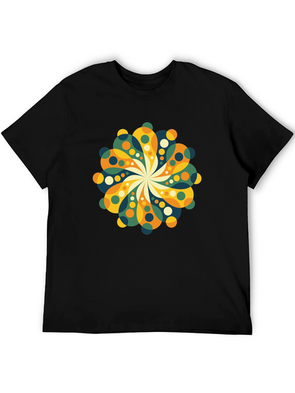 Retro Floral Mandala Black T-Shirt
