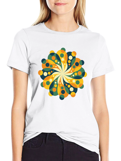 Retro Floral Mandala Black T-Shirt