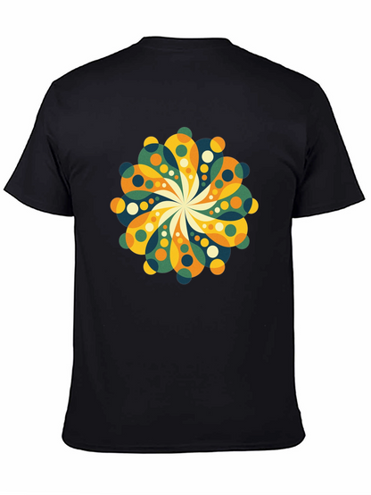 Retro Floral Mandala Black T-Shirt
