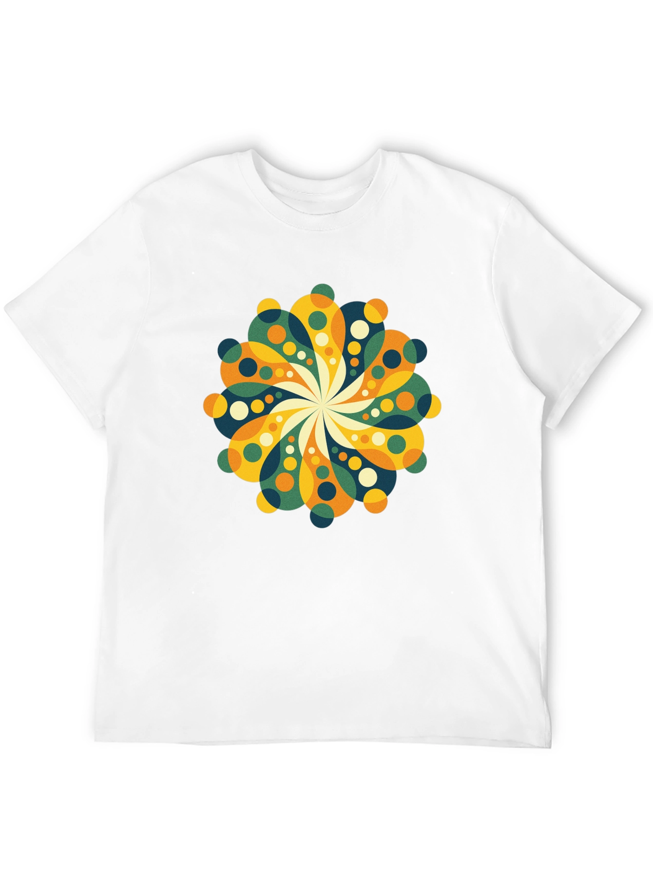 Retro Floral Mandala Black T-Shirt