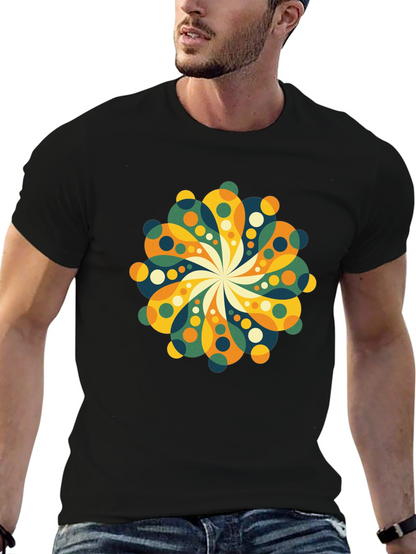 Retro Floral Mandala Black T-Shirt