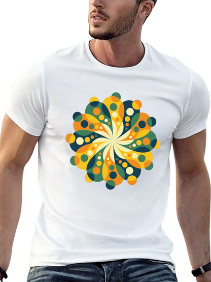 Retro Floral Mandala Black T-Shirt