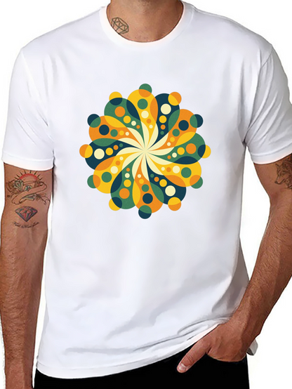 Retro Floral Mandala Black T-Shirt